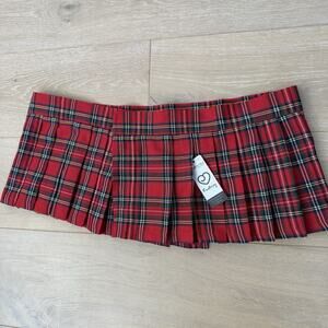 Lovehoney Fantasy red tartan skirt Plus Size mini pleated skirt